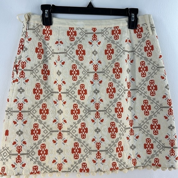 Maeve Cross Stitch Embroidered PomPom Skirt, 6 - Picture 5 of 9